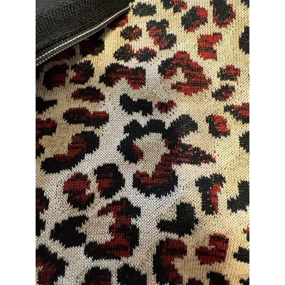 Misook Jacket Cardigan Animal Print Black Red Brown M Medium Stretch Career - Picture 3 of 10